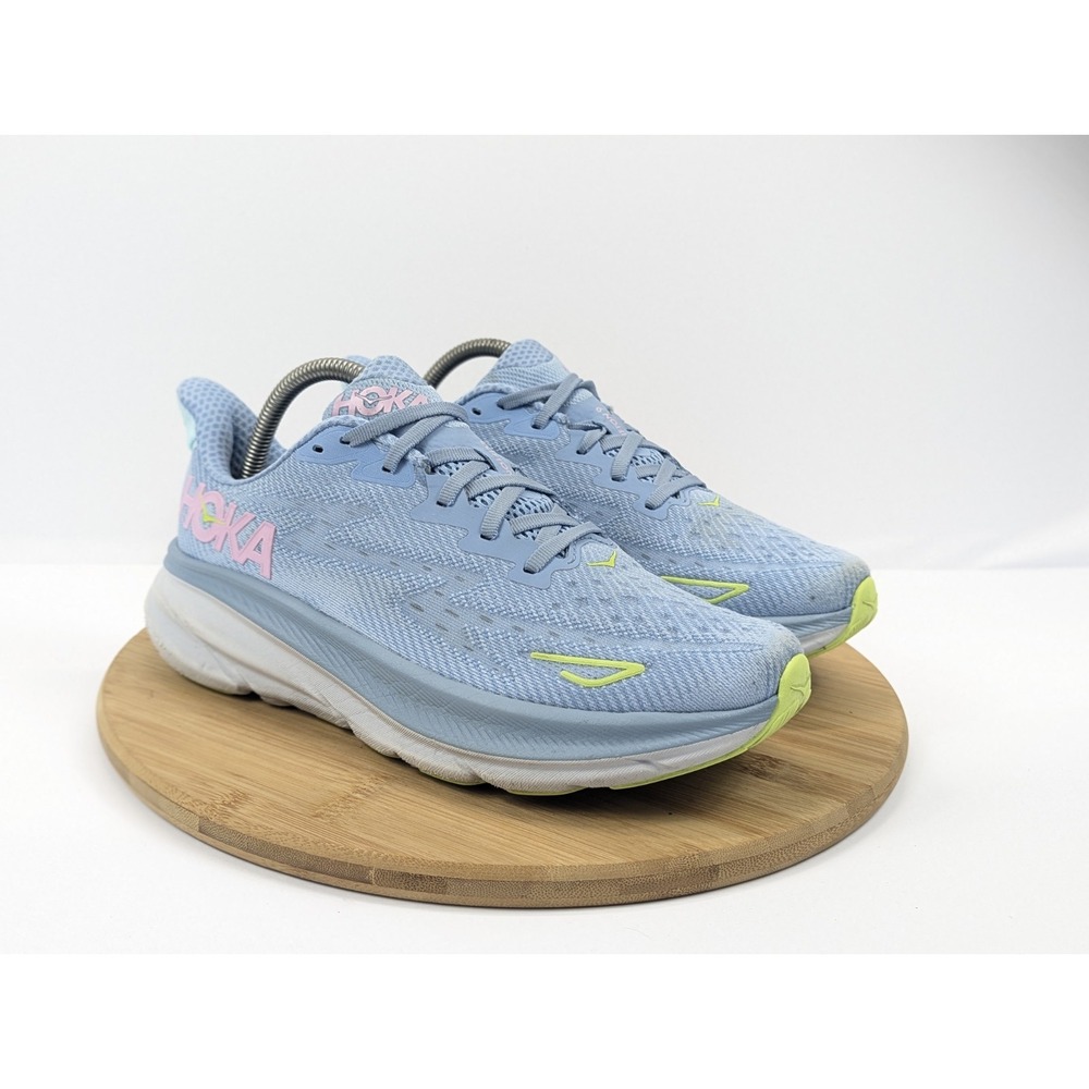 Hoka Clifton 9 Shoes Womens 9 B Blue Pink Mesh Running Sneakers Walking